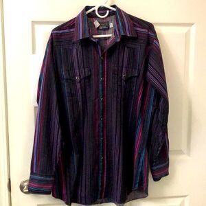 Vintage panhandle slim fit mens long sleeve. Western stripe size 17X35